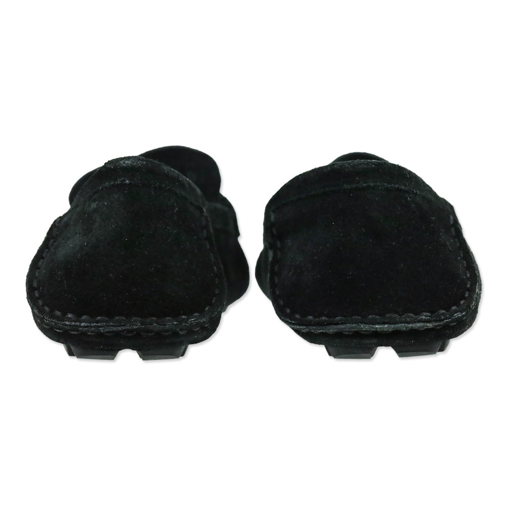 Gucci Black Suede Web Horsebit Driving Loafers