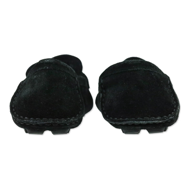 Gucci Black Suede Web Horsebit Driving Loafers