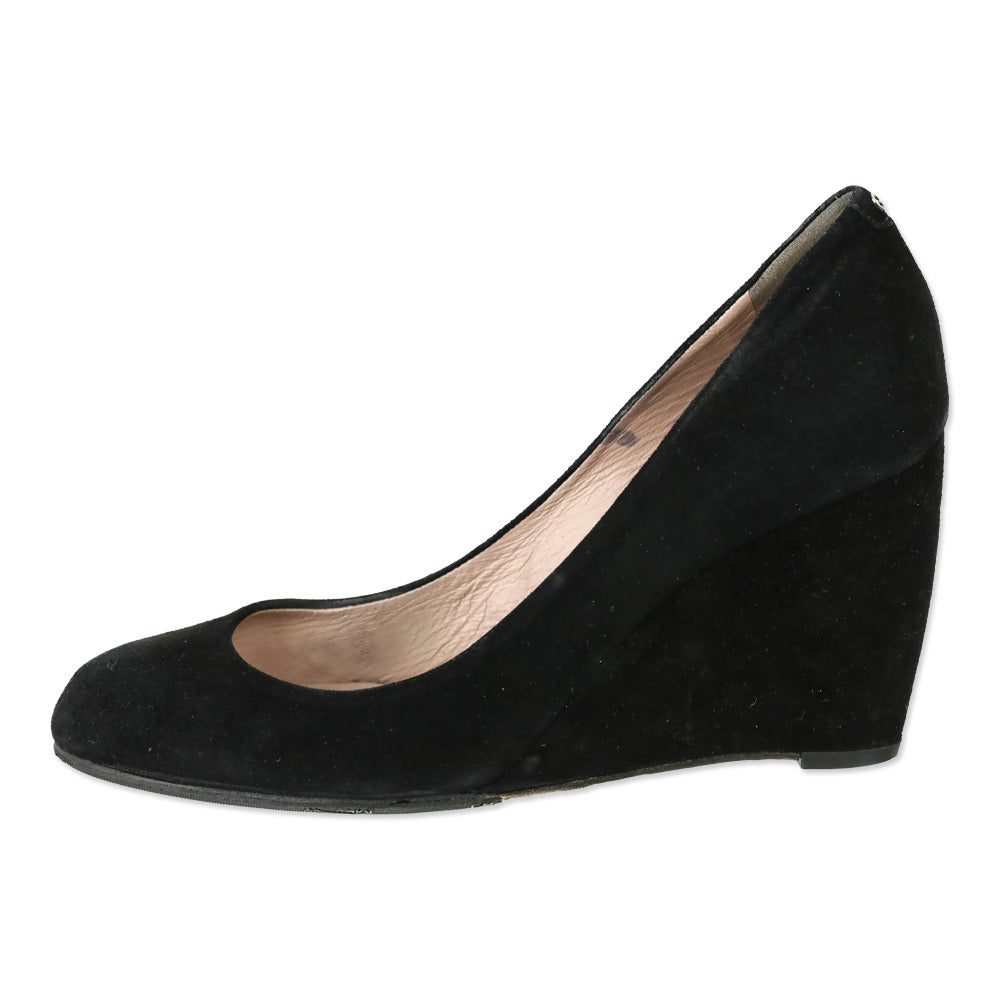 Gucci Black Suede Wedge Pump