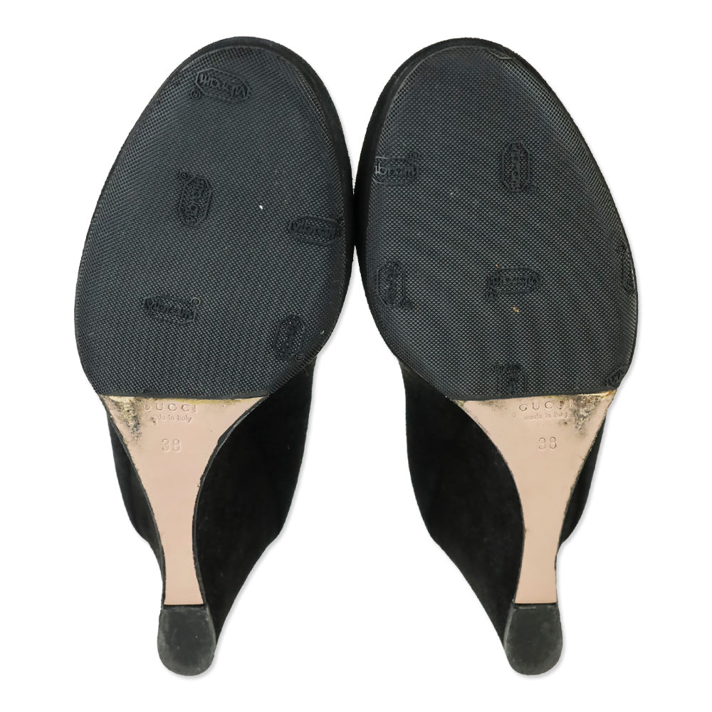 Gucci Black Suede Wedge Pump