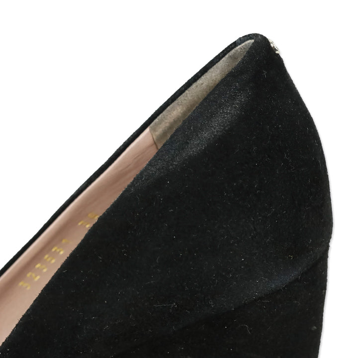 Gucci Black Suede Wedge Pump