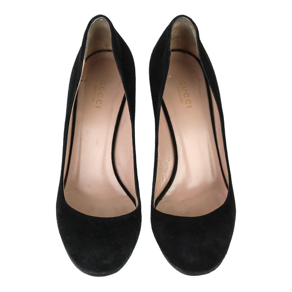 Gucci Black Suede Wedge Pump