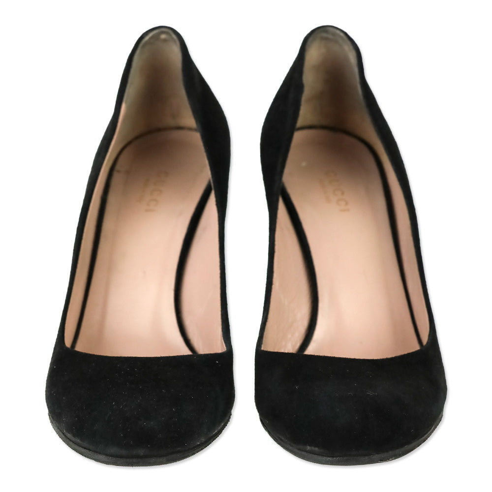 Gucci Black Suede Wedge Pump