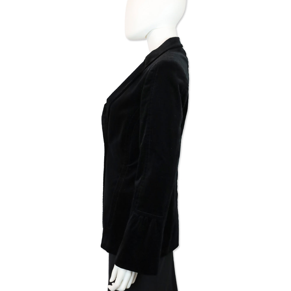 Gucci Black Velveteen Poet Sleeve Blazer