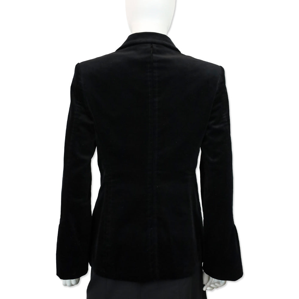 Gucci Black Velveteen Poet Sleeve Blazer