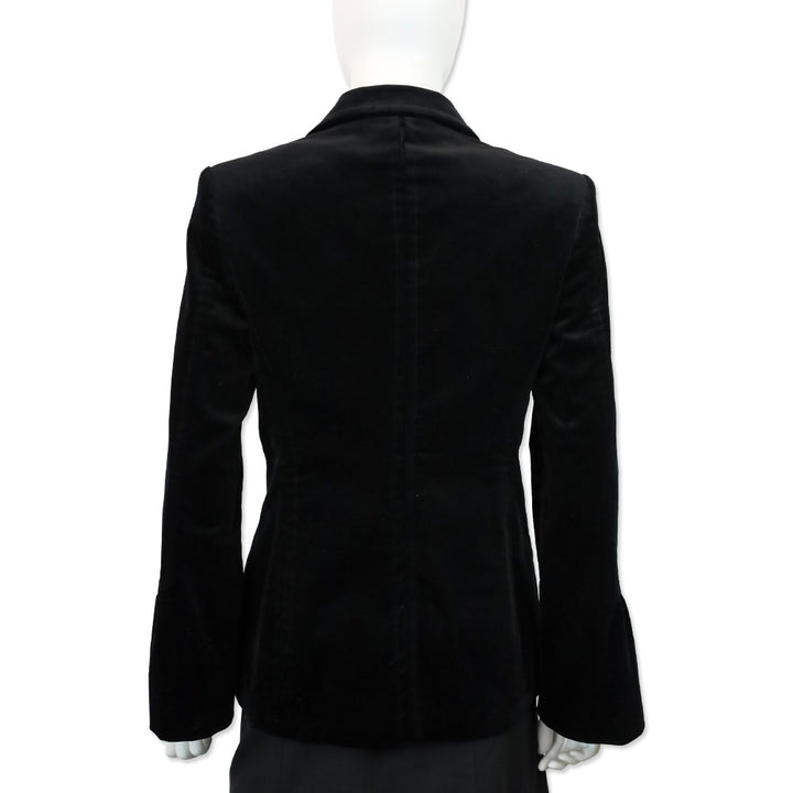 Gucci Black Velveteen Poet Sleeve Blazer