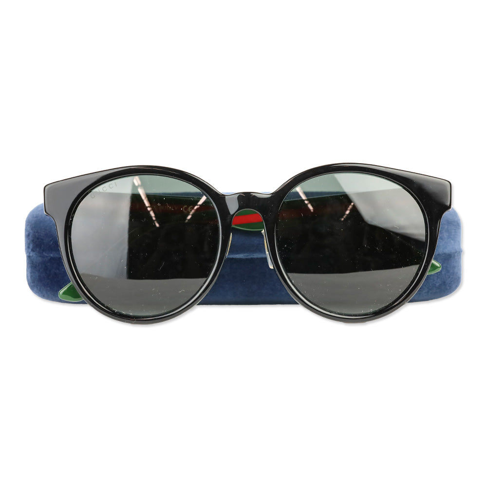Gucci Black Web Accent GG0416SK Round Sunglasses