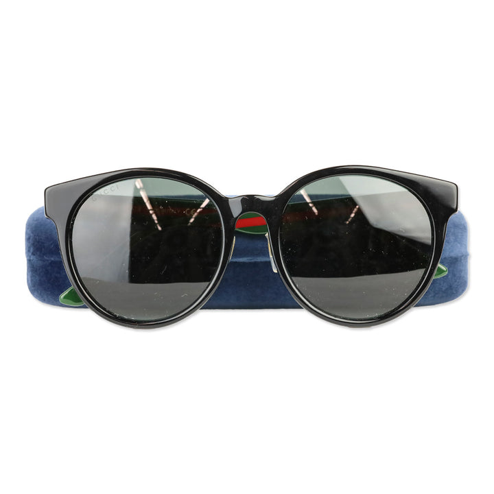 Gucci Black Web Accent GG0416SK Round Sunglasses