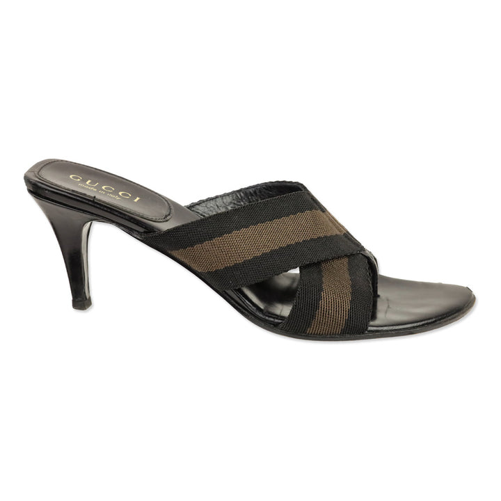 Gucci Black/Brown Web Thong Sandal