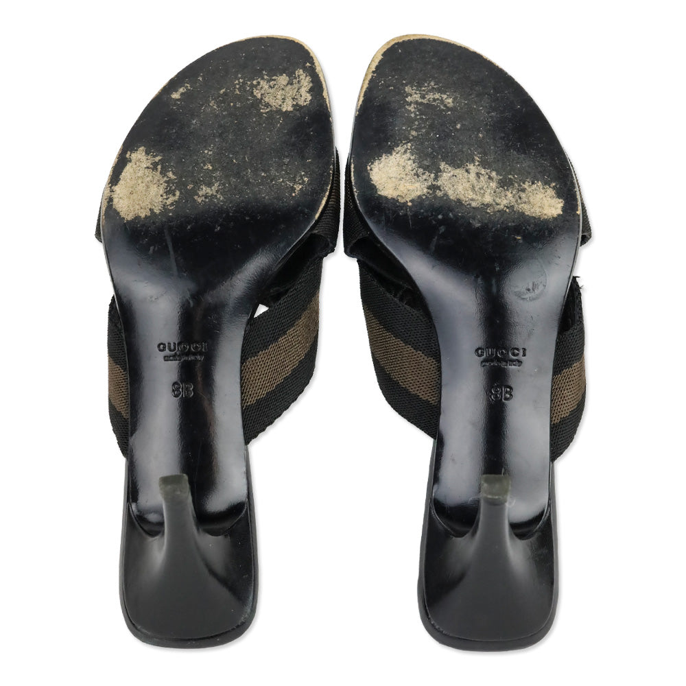 Gucci Black/Brown Web Thong Sandal