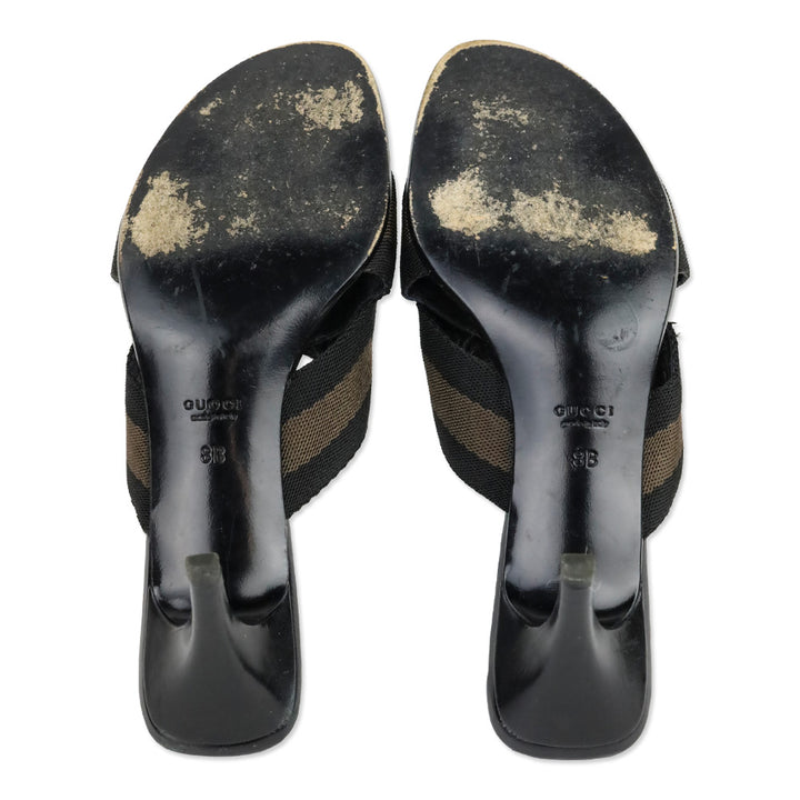 Gucci Black/Brown Web Thong Sandal