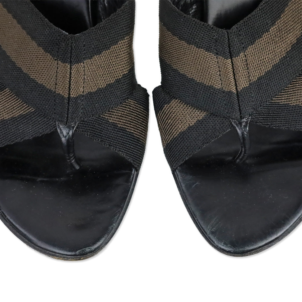 Gucci Black/Brown Web Thong Sandal