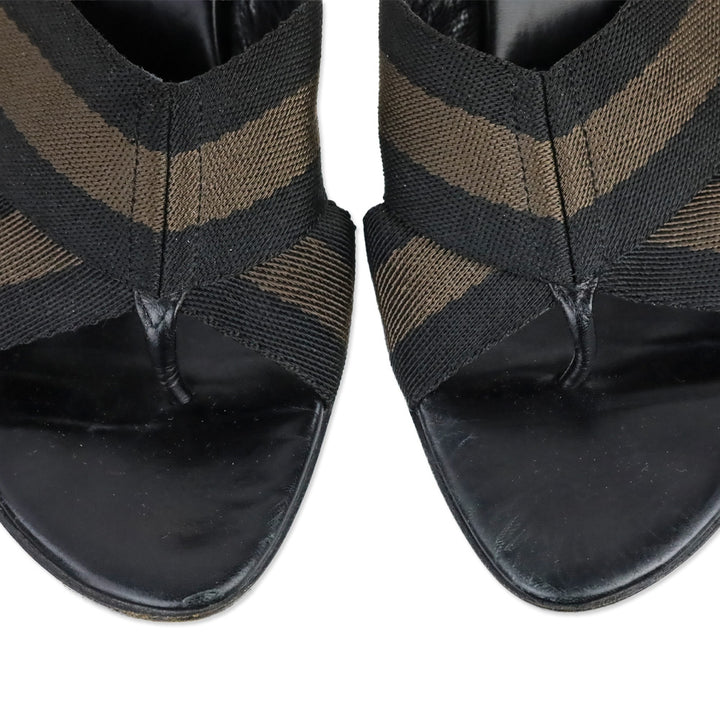 Gucci Black/Brown Web Thong Sandal