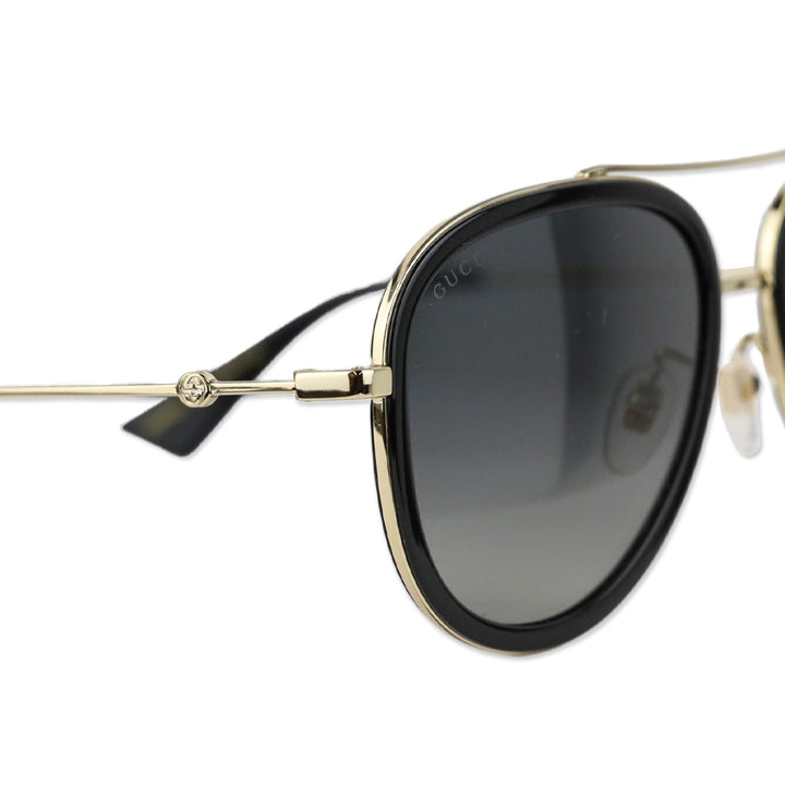 Gucci Black/Gold Brow Bar Aviator Sunglasses, 57mm