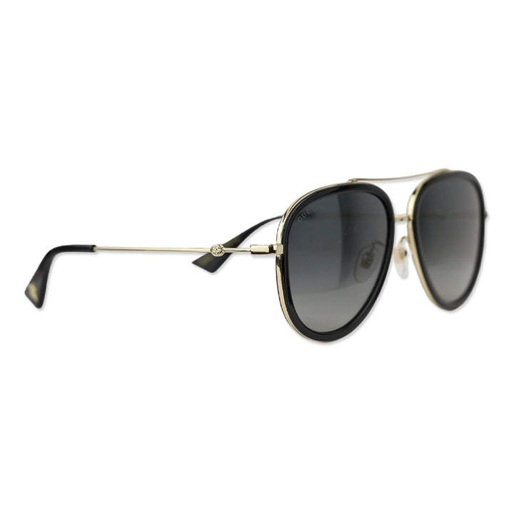 Gucci Black/Gold Brow Bar Aviator Sunglasses, 57mm