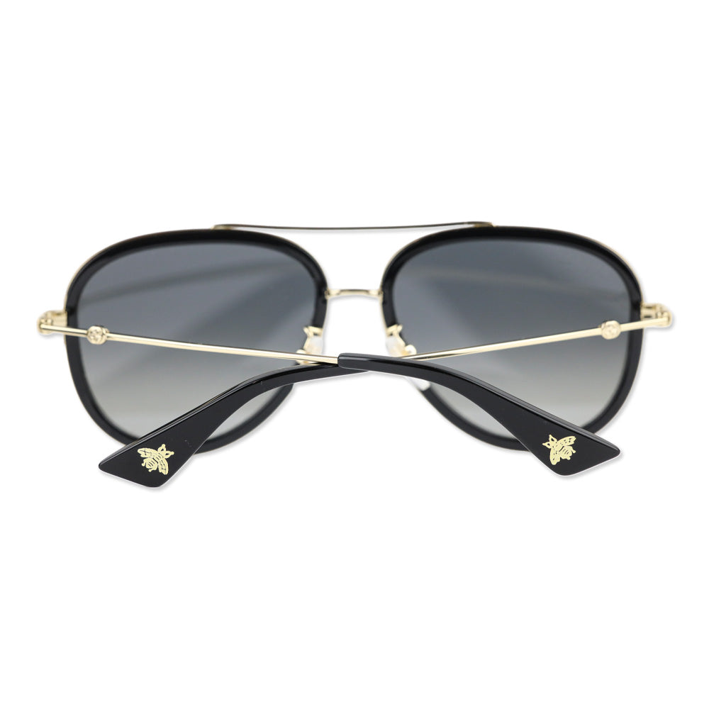 Gucci Black/Gold Brow Bar Aviator Sunglasses, 57mm