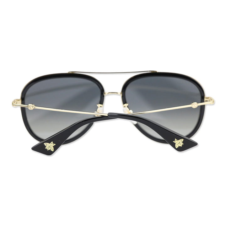 Gucci Black/Gold Brow Bar Aviator Sunglasses, 57mm