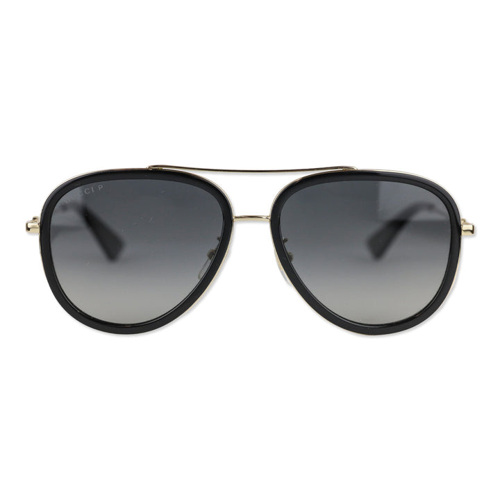 Gucci Black/Gold Brow Bar Aviator Sunglasses, 57mm