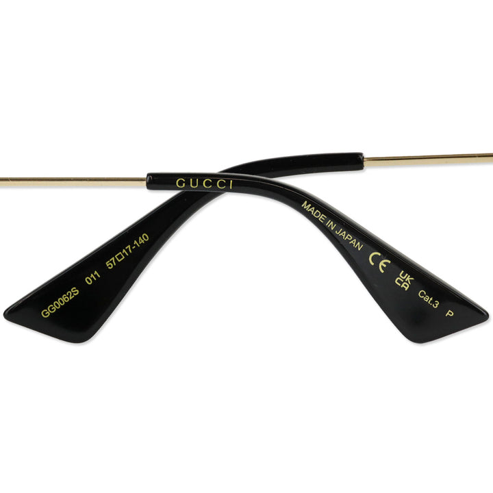 Gucci Black/Gold Brow Bar Aviator Sunglasses, 57mm