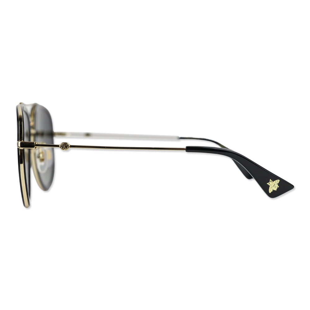 Gucci Black/Gold Brow Bar Aviator Sunglasses, 57mm