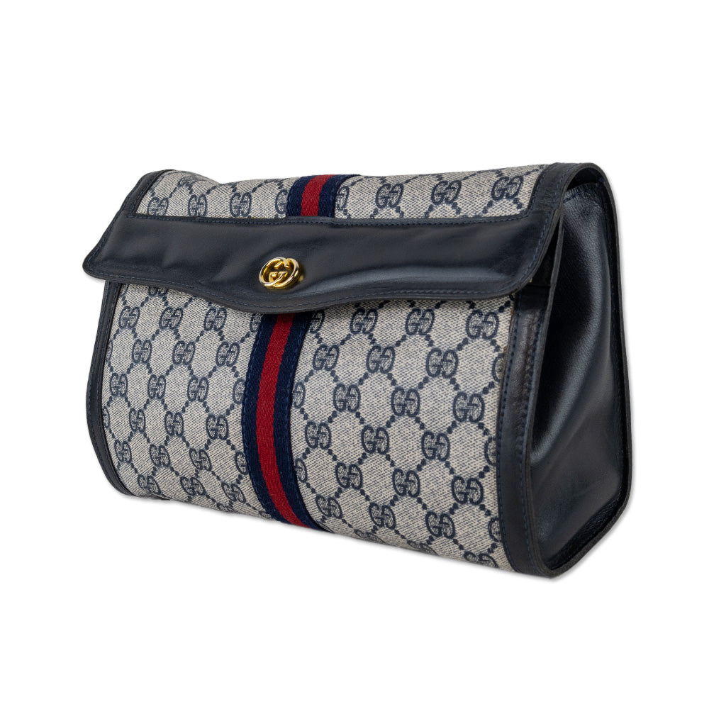 Gucci Blue GG Supreme Canvas Sherry Line Clutch Bag