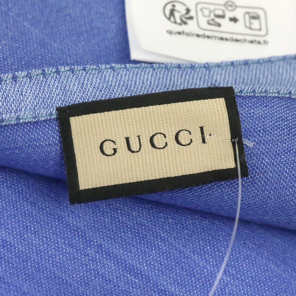 Gucci Blue GG Wool Silk Jacquard Scarf