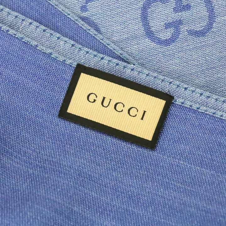 Gucci Blue GG Wool Silk Jacquard Scarf