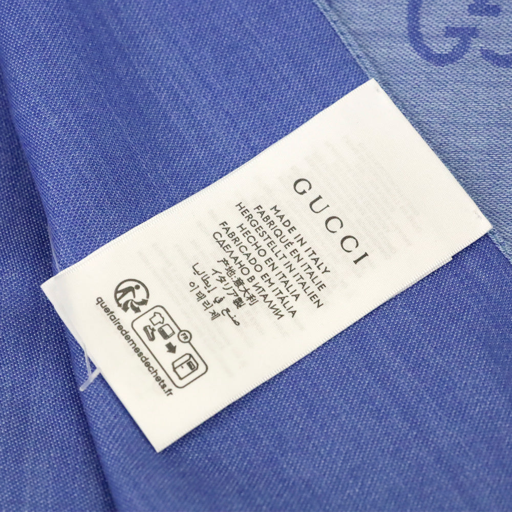 Gucci Blue GG Wool Silk Jacquard Scarf