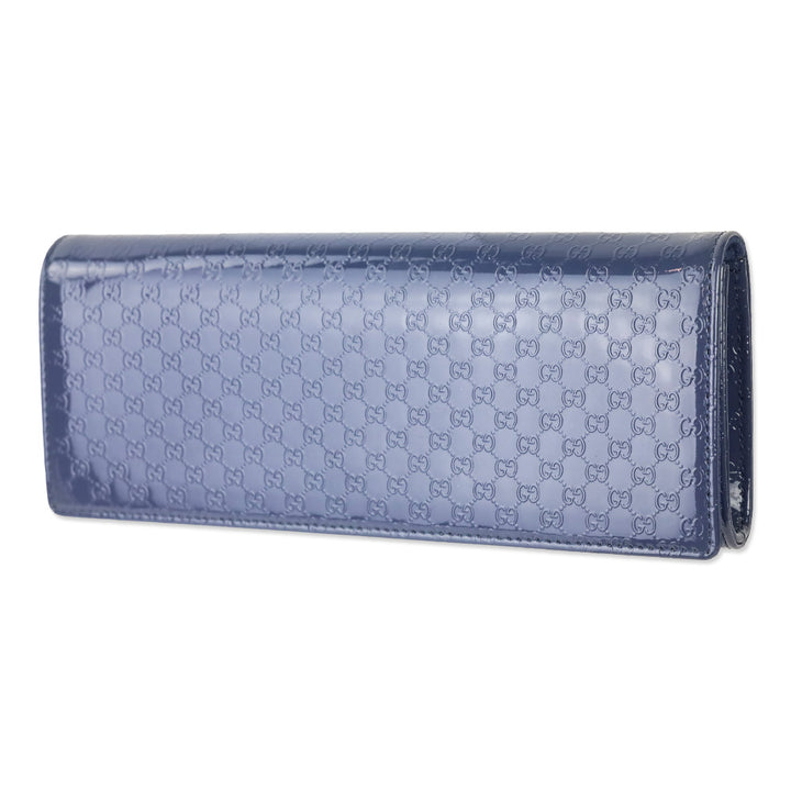 Gucci Blue Micro Guccissima Patent Leather Broadway Clutch
