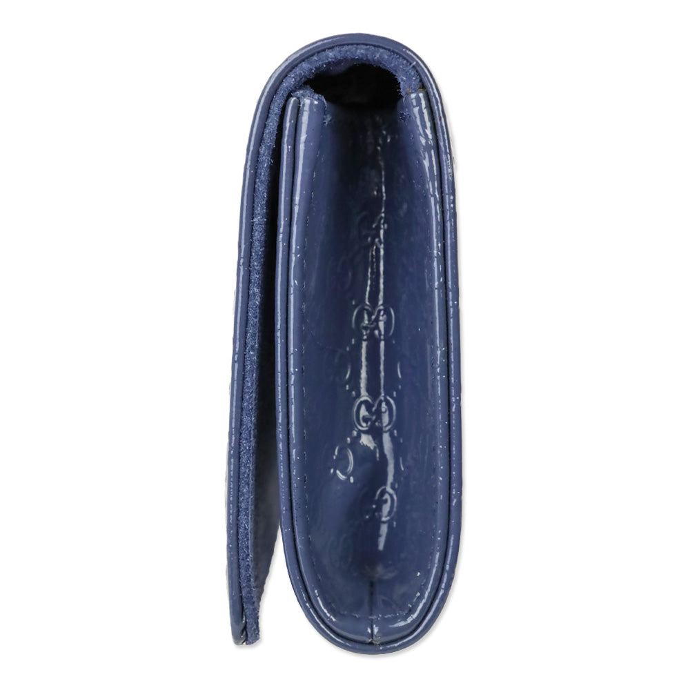 Gucci Blue Micro Guccissima Patent Leather Broadway Clutch