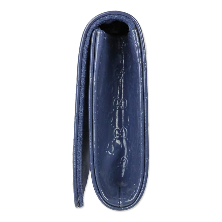 Gucci Blue Micro Guccissima Patent Leather Broadway Clutch