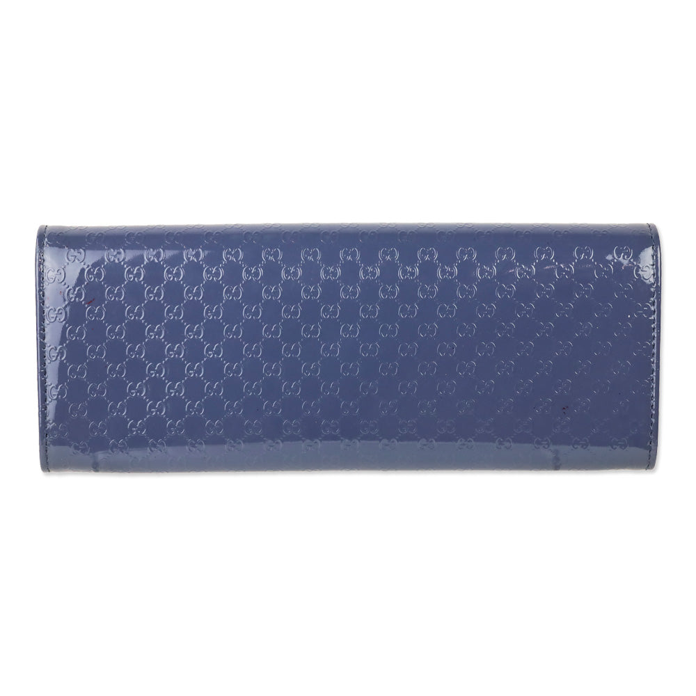 Gucci Blue Micro Guccissima Patent Leather Broadway Clutch