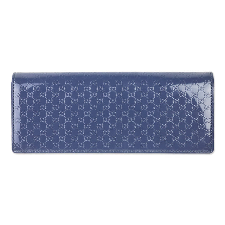 Gucci Blue Micro Guccissima Patent Leather Broadway Clutch