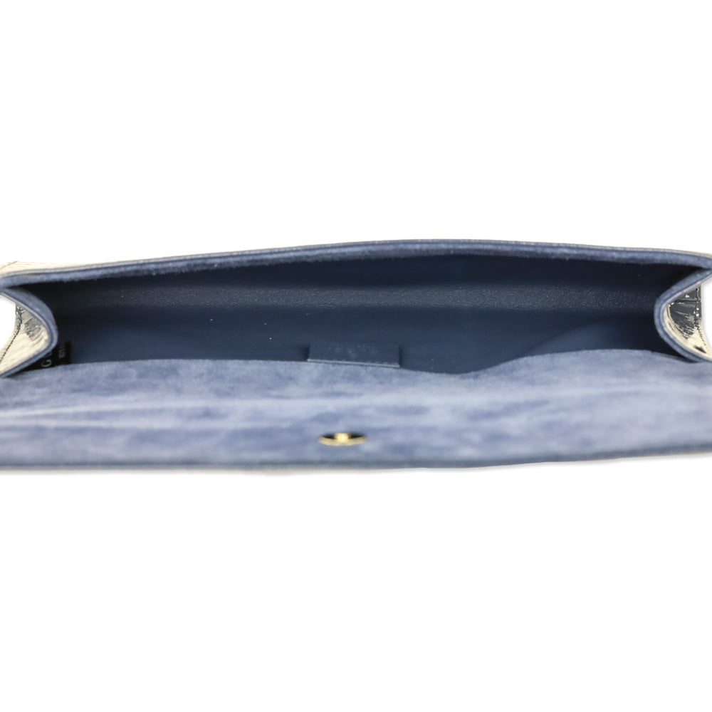 Gucci Blue Micro Guccissima Patent Leather Broadway Clutch