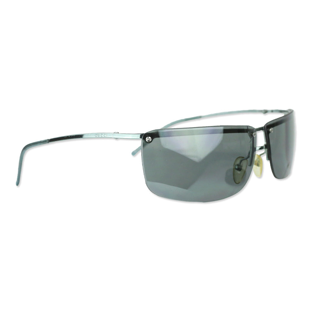 Gucci Blue Teal Gradient Rimless Wrap Sunglasses
