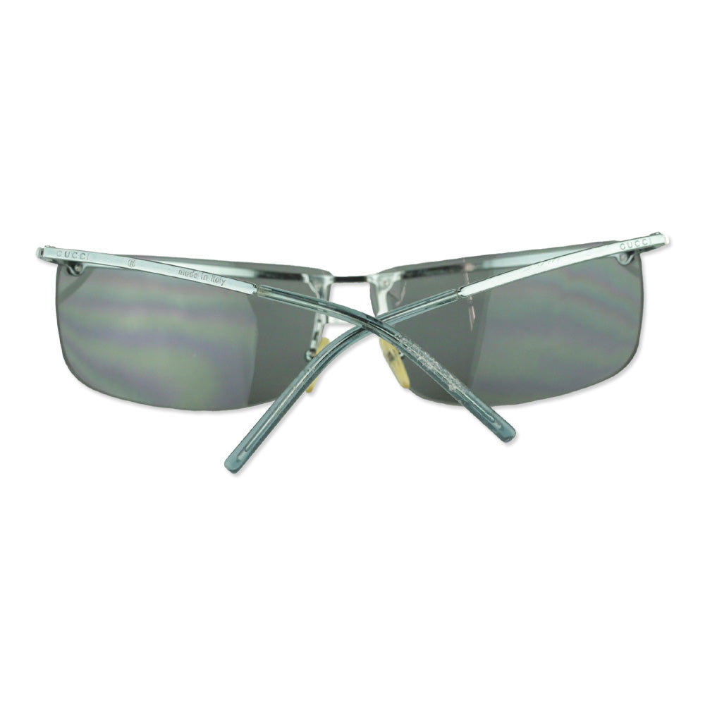Gucci Blue Teal Gradient Rimless Wrap Sunglasses