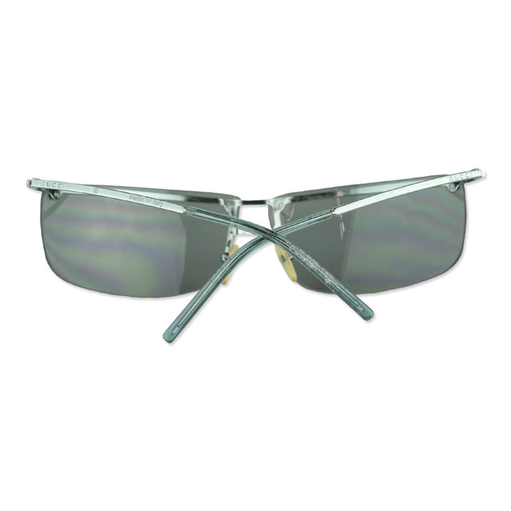 Gucci Blue Teal Gradient Rimless Wrap Sunglasses