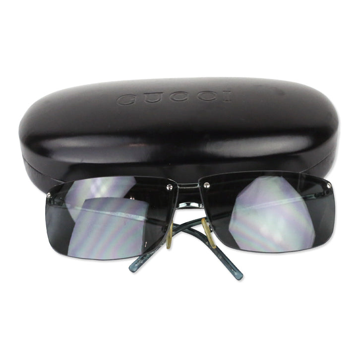 Gucci Blue Teal Gradient Rimless Wrap Sunglasses