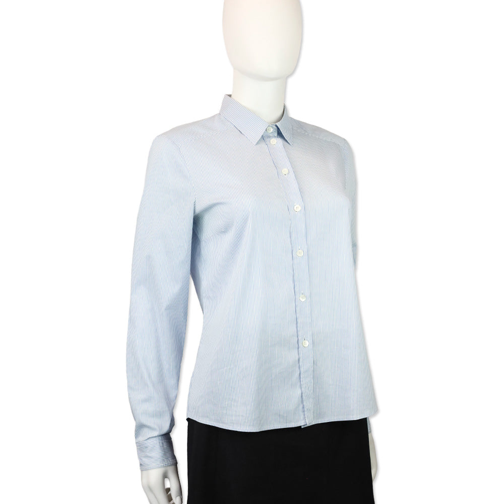Gucci Blue/White Striped Stretch Cotton Button Up Shirt