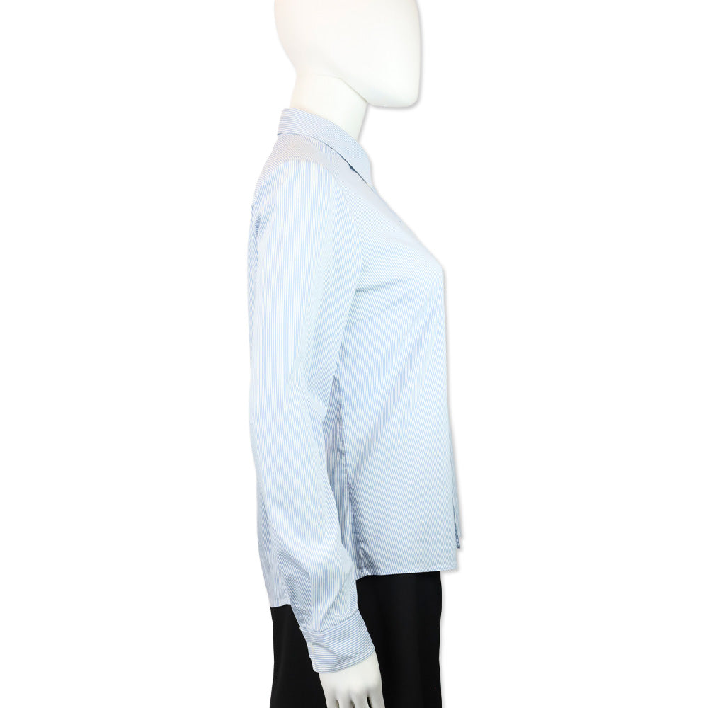 Gucci Blue/White Striped Stretch Cotton Button Up Shirt