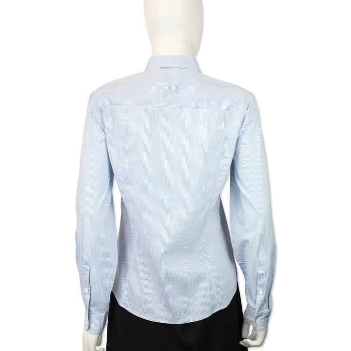 Gucci Blue/White Striped Stretch Cotton Button Up Shirt