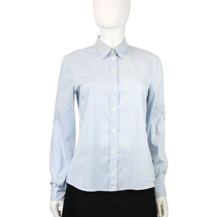 Gucci Blue/White Striped Stretch Cotton Button Up Shirt