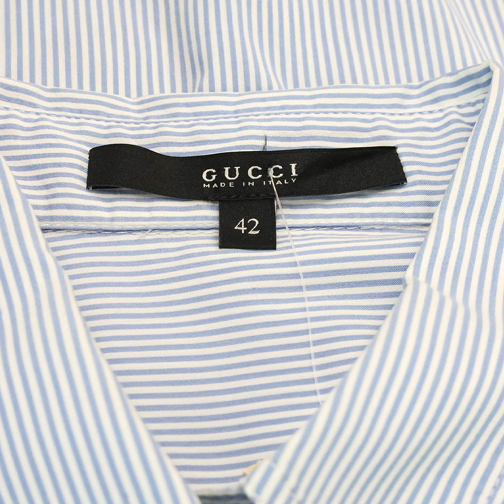Gucci Blue/White Striped Stretch Cotton Button Up Shirt