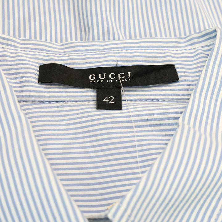Gucci Blue/White Striped Stretch Cotton Button Up Shirt