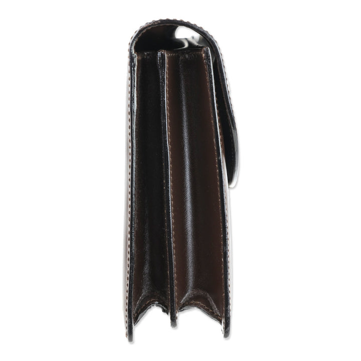 Gucci Brown Buffed Leather Clutch with Wristlet Strap