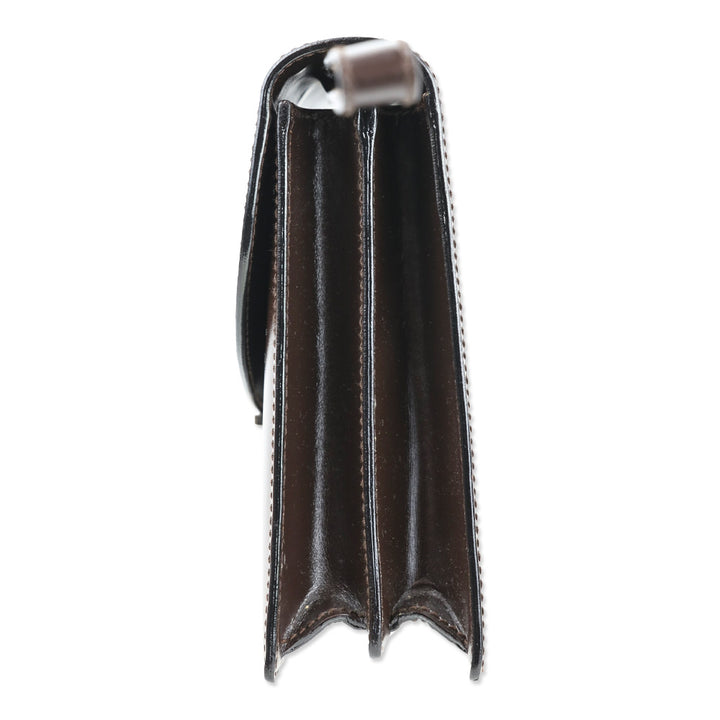 Gucci Brown Buffed Leather Clutch with Wristlet Strap