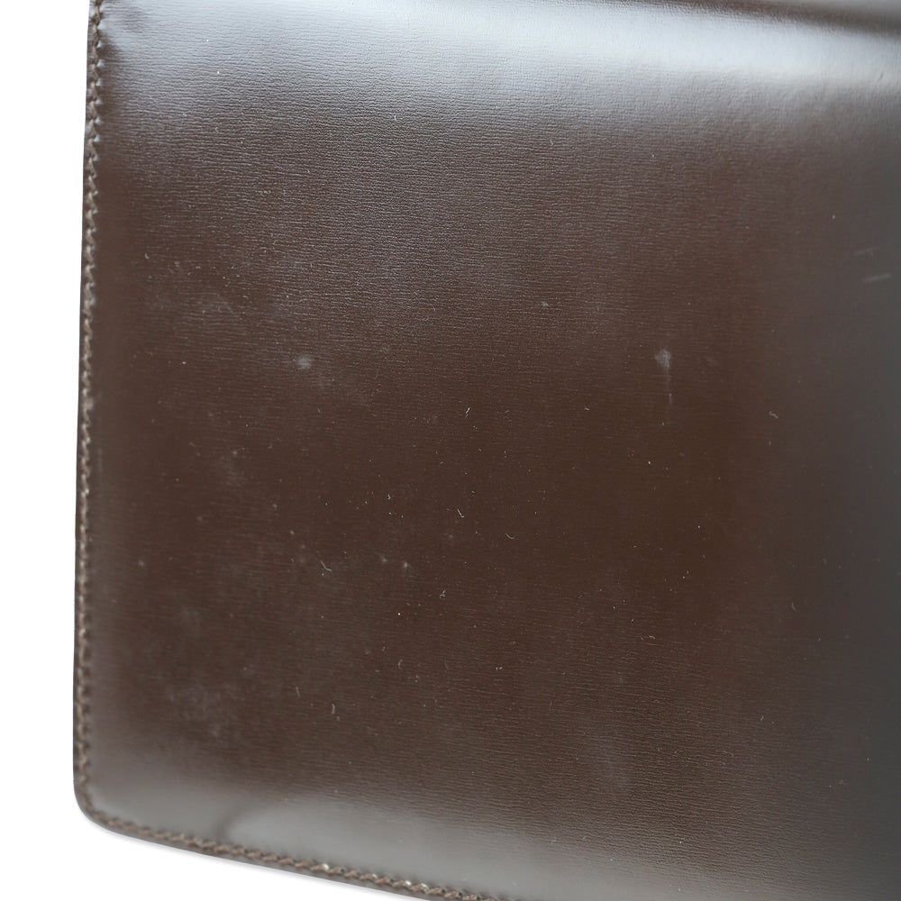 Gucci Brown Buffed Leather Clutch with Wristlet Strap