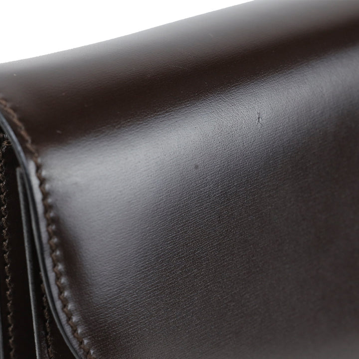 Gucci Brown Buffed Leather Clutch with Wristlet Strap