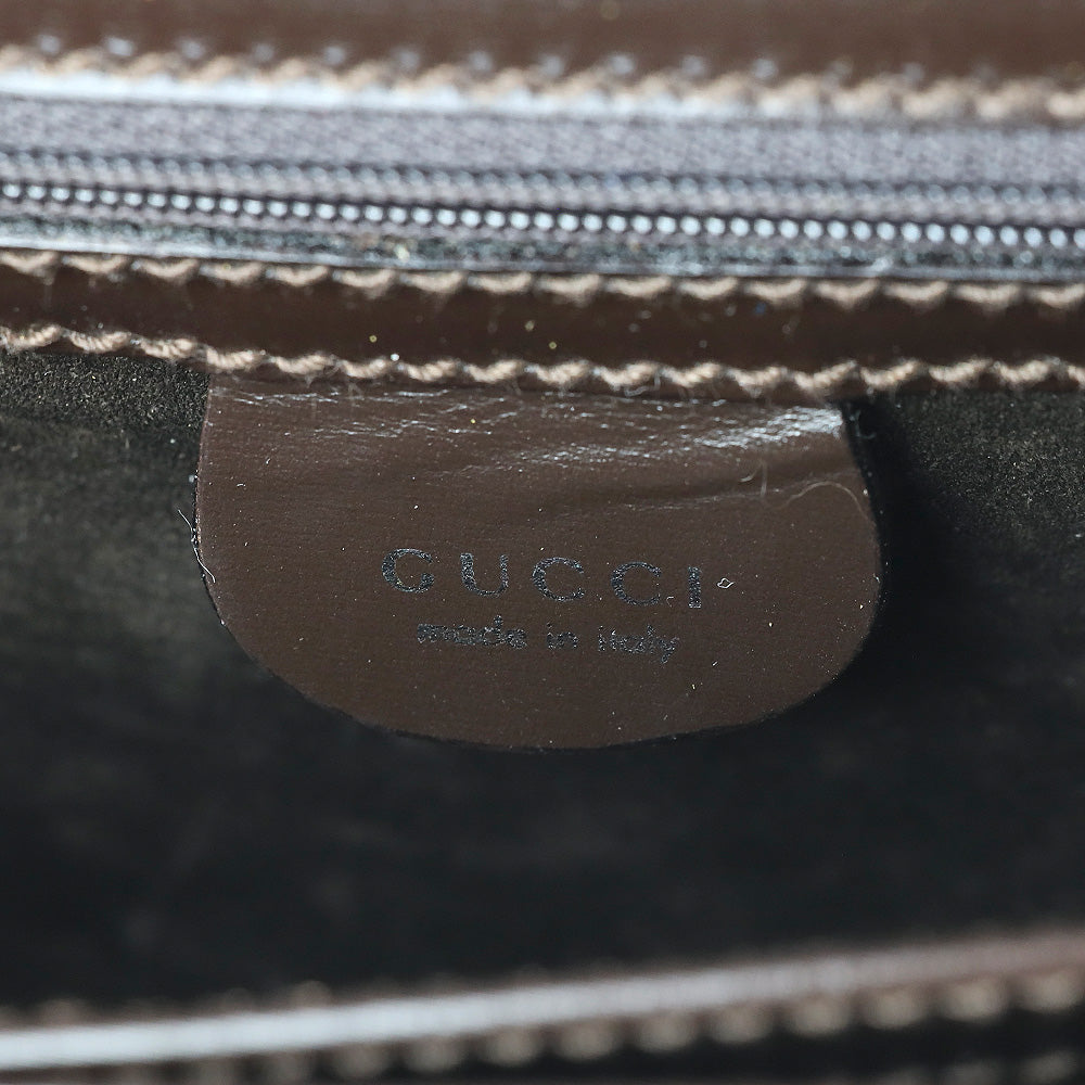 Gucci Brown Buffed Leather Clutch with Wristlet Strap