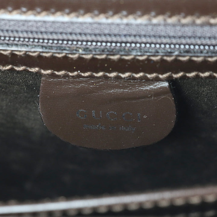 Gucci Brown Buffed Leather Clutch with Wristlet Strap